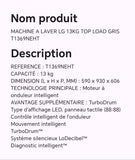 Machine à laver LG 13KG TOP LOAD gris T1369NEHT