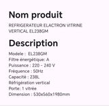 Réfrigérateur ELACTRON vitrine vertical EL238GM