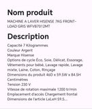 Machine à laver HISENSE 7kg front load gris WFVB7012MT