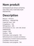 Réfrigérateur HITACHI 4 portes 550 litres avec fontaine noir RW690P7PB
