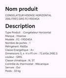 CONGELATEUR HISENSE HORIZONTAL 200LITRES GRIS FC19DD4SA