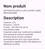 AIR FRYER DECAKILA A AIR 6.5 LITRES 1600W NOIR KEECO85B