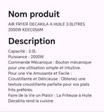 AIR FRYER DECAKILA A HUILE 3.0 LITRES 2000W KEECO56M