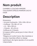 CHAMBRE A COUCHER ARMOIRE COULISSANTE 5PIECES MARRON CAC010 HASIR