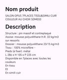 SALON OPUS 7PLACES TISSU&SIMILI CUIR COULEUR AU CHOIX SDM033