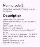 TELEVISEUR SAMSUNG 75" SMART UHD 4K 75DU7170U