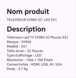 TELEVISEUR SYINIX 32" LED E51