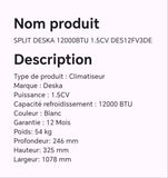 Split DESKA 12000BTU 1.5CV DES12FV3DE