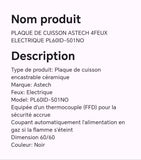 Plaque de cuisson ASTECH 4feux électrique PL60iD-501NO