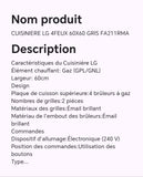 CUISINIERE LG 4FEUX 60X60 GRIS FA211RMA