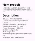 Machine à laver SAMSUNG 17KG/10KG séchage load noir WD17T6300GP/SP