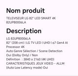 TELEVISEUR LG 82" LED SMART 4K 82UP80006LA