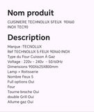 CUISINIERE TECHNOLUX 5FEUX 90X60 INOX TEC90
