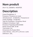 SPLIT TCL 24000BTU INVERTER