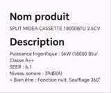 SPLIT MIDEA CASSETTE 18000BTU 2.5CV