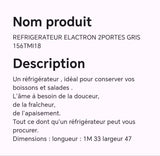 Réfrigérateur ELACTRON 2portes gris 156TMI18
