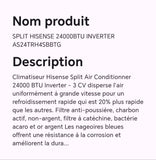 SPLIT HISENSE 24000BTU INVERTER AS24TRH4SBBTG