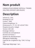 CONGELATEUR HISENSE VERTICAL 7TIROIRS 242LITRES DEFROST GRIS RS32DC