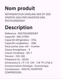 Réfrigérateur SAMSUNG SIDE BY SIDE 2portes 583 litres INVERTER gris RS57DG400EB4EF