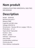 CONGELATEUR FINIX HORIZONTAL 500LITRES GRIS BDW450