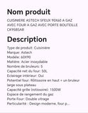 CUISINIERE ASTECH 5FEUX 90X60 A GAZ AVEC FOUR A GAZ AVEC PORTE BOUTEILLE CK95BSAR