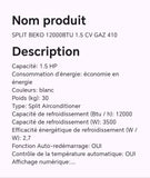 SPLIT BEKO 12000BTU 1.5 CV GAZ 410