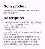 MACHINE A LAVER LG 9KG/6KG SECHAGE GRIS F4V5VGP2T