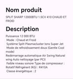 SPLIT SHARP 12000BTU 1.5 CV 410 CHAUD ET FROID