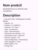 Réfrigérateur LG 2portes gris GLC682HLCL