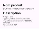 SPLIT GREE 18000BTU INVERTER CASSETTE