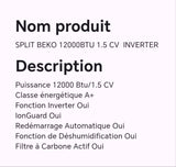 SPLIT BEKO 12000BTU 1.5 CV INVERTER