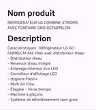 Réfrigérateur LG combine 3tiroirs avec fontaine gris GCF689BLCM