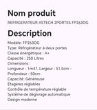 Réfrigérateur ASTECH 2portes FP2630G