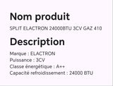 SPLIT ELACTRON 24000BTU 3CV GAZ 410