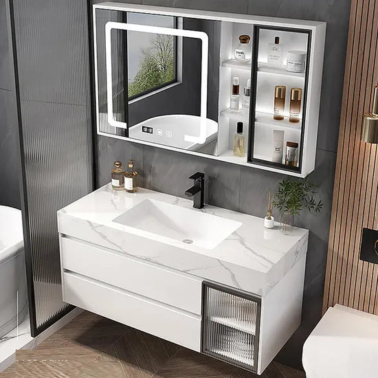 Meuble de salle de bain de luxe moderne avec miroir rétroéclairé LED - 1 mètre