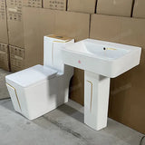 Ensemble Lavabo Moderne + Chaise Anglaise Ergonomique  - Blanc Doré