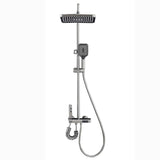 Colonne de douche Gris avec robinetterie murale à affichage numérique LED, mitigeur effet pluie, ensemble de douche 4 jets avec pommeau de douche effet pluie de 30 cm, douchette à main 3 jets et bidet intégré.