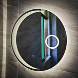 Miroir intelligent rond, miroir de salle de bain, miroir lumineux LED, miroir mural lumineux avec fonction antibuée, interrupteur tactile, affichage de l'heure, intensité réglable