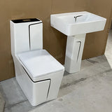 Ensemble Lavabo Moderne + Chaise Anglaise Ergonomique  - Noir et Blanc