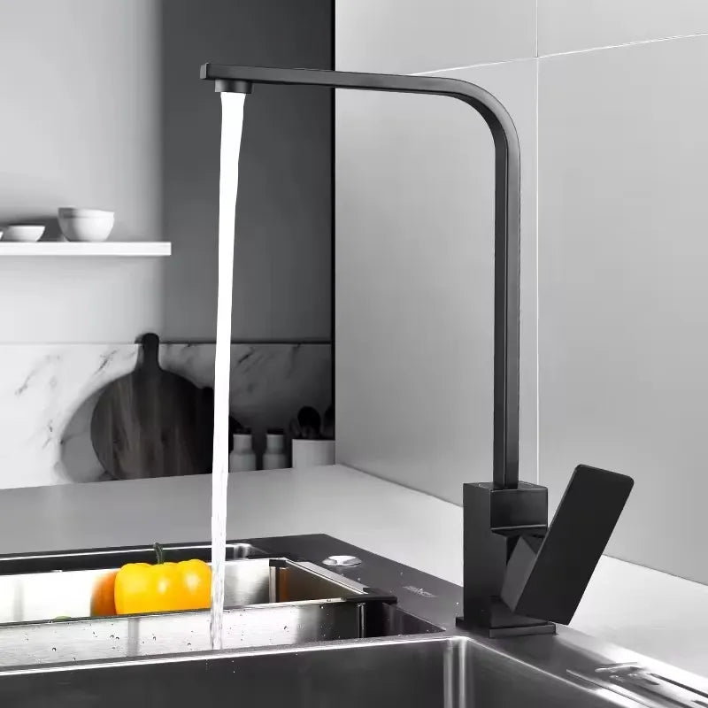Robinet de cuisine à poser, mitigeur pivotant en acier inoxydable pour évier de cuisine - Robinet Noir