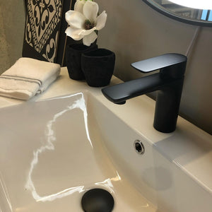 Robinet de lavabo en acier inoxydable - Robinet d'eau chaude et froide - noir