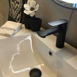 Robinet de lavabo en acier inoxydable - Robinet d'eau chaude et froide - noir