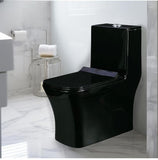 Chaise Anglaise Siège de toilette monobloc Square MAX en céramique noire