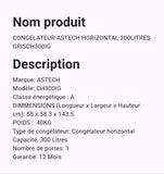 Congélateur Astech horizontal 300 Litres CH300IG