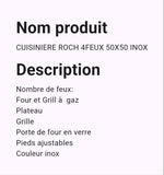 Cuisinière Roch 4 Feux 50 x50 Inox