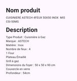 Cuisinière Astech 4 Feux 50 x 50 Inox