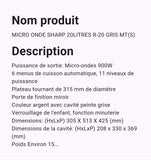 Micro-ondes Sharp 20 Litres