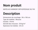 Matelas Harmony orthopédique 90/190