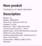 Téléviseur LG 43" Smart