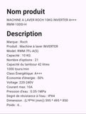 Machine A Laver Roch 10 Kg Inverter A+++ Gris